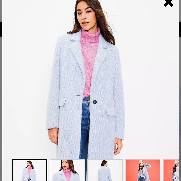 LOFT Jackets & Blazers - NWT LOFT Cozy Blue Herringbone Jacket Size M